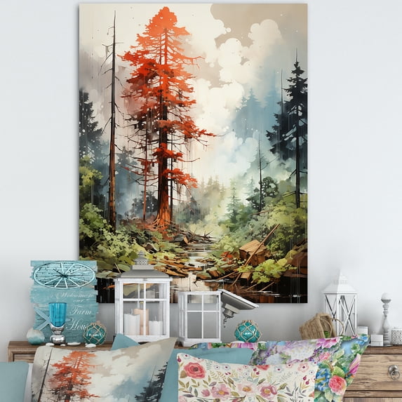 Designart "Enchanting Redwood Forest I" Tree Redwood Wall Decor
