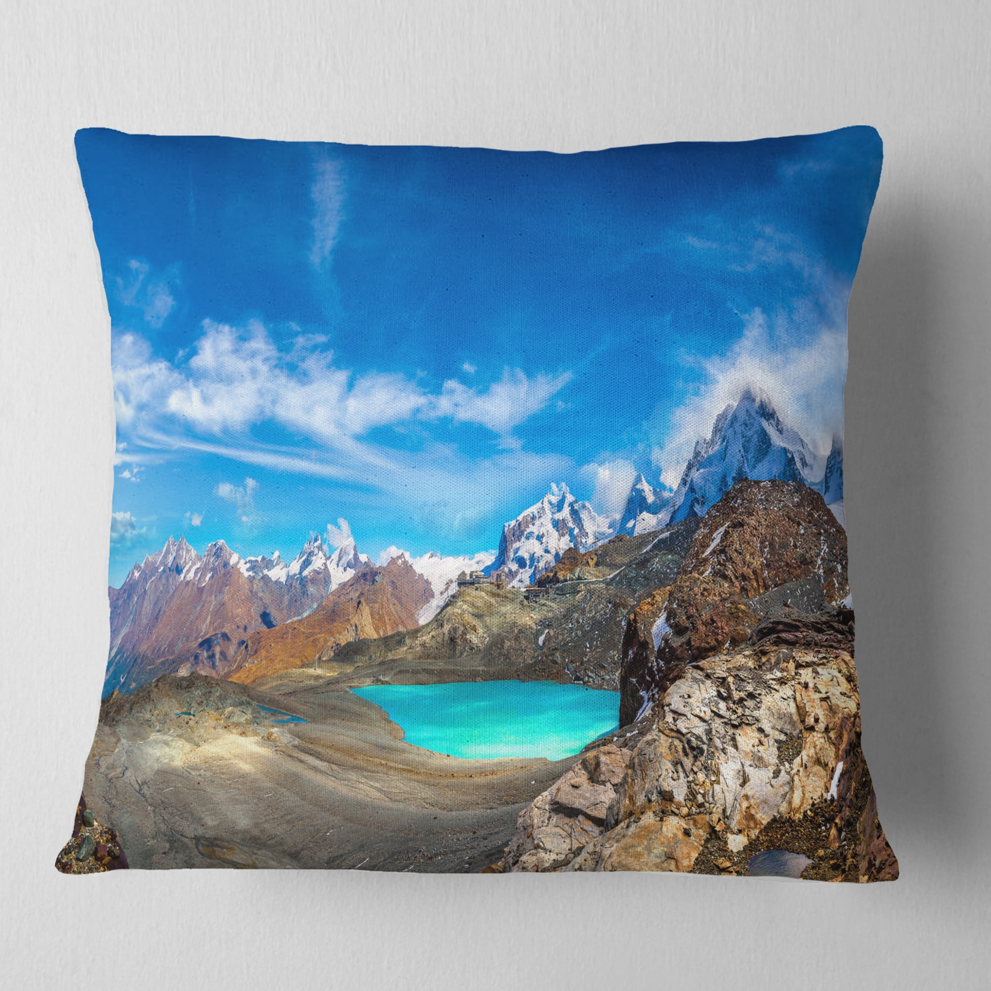 Designart Enchanting Swiss Alps Mountains - Landscape Printed Throw Pillow - 16x16