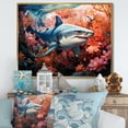 thumbnail image 1 of Designart "Encountering Lemon Sharks: Underwater Landscape" Coastal Coral Under Water Floater Framed Wall Art Living Room, 1 of 5