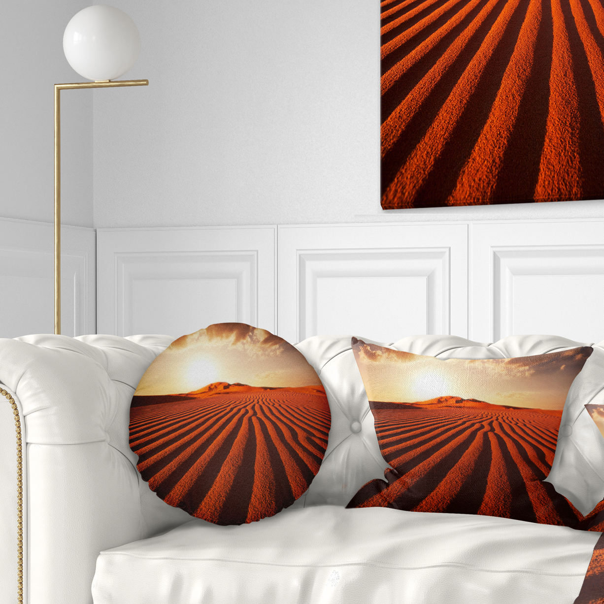 Designart Endless Brown Desert Dunes - Modern Landscape Printed Throw Pillow - 12x20