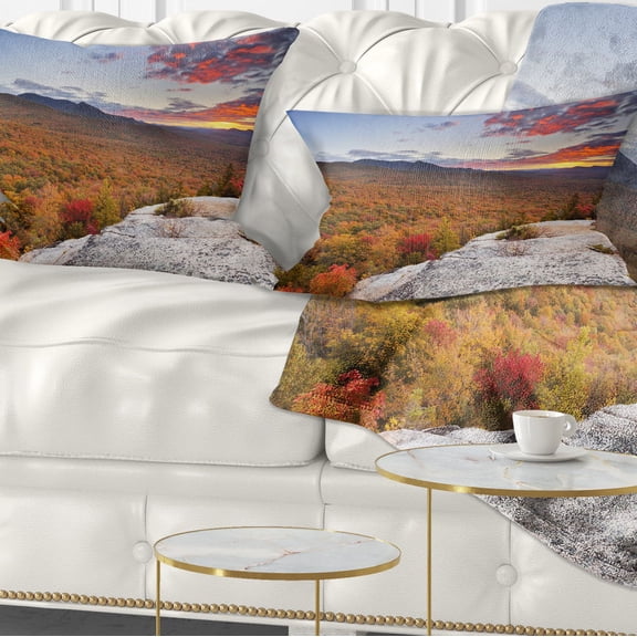 Designart Endless Forests in Fall Foliage - Landscape Printed Throw Pillow - 12x20