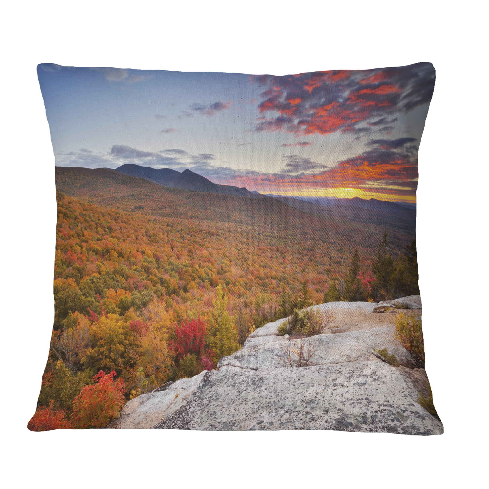 Designart Endless Forests in Fall Foliage - Landscape Printed Throw Pillow - 16x16