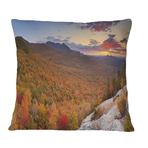 Designart Endless Forests in Fall Panorama - Landscape Printed Throw Pillow - 18x18