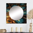 thumbnail image 1 of Designart "Endless Grid In Vintage Turquoise And Gold" Fractals Square Mirror Wall Decor Transitional - Large Blue Square Bathroom Mirror - Square Printed Wall Mirror Art, 1 of 5