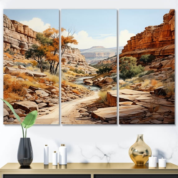 Designart "Endless Journey Through the Canyon" Landscapes Metal Wall Decor Set