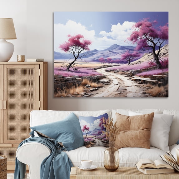 Designart "Endless Journey on the Purple Road II" Landscapes Canvas Art Print