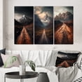 thumbnail image 1 of Designart "Endless Roads Through Misty Snowy Mountains V" Meadow Wall Art Set Of 3 - Traditional Brown Gallery Set For Office Decor, 1 of 6