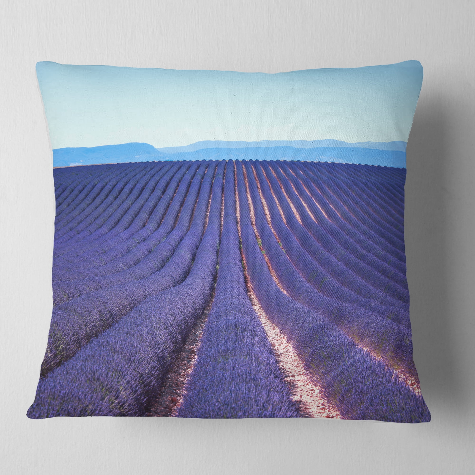 Designart Endless Rows of Lavender Flowers - Floral Throw Pillow - 16x16