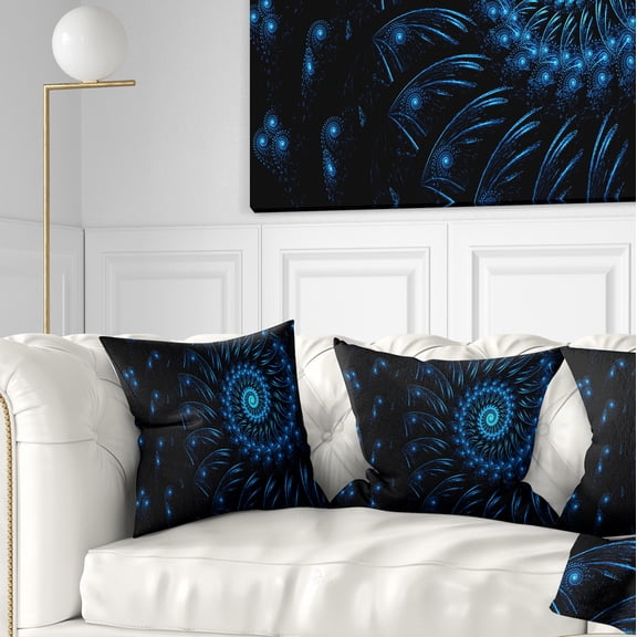 Designart Endless Spiral Snail Blue - Abstract Throw Pillow - 16x16