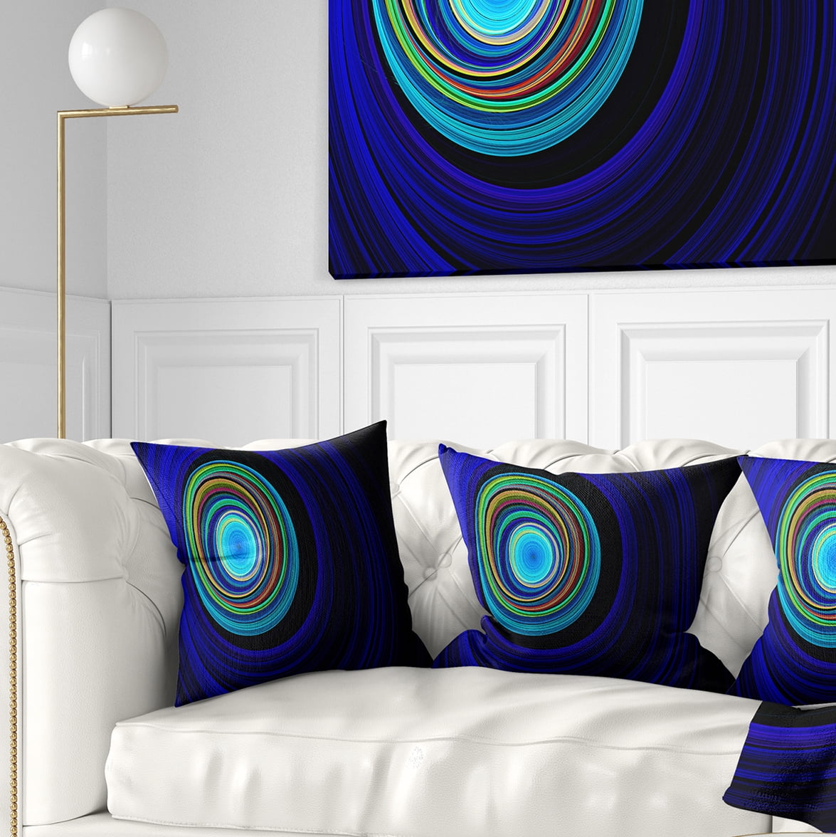 Designart Endless Tunnel Blue Ripples - Abstract Throw Pillow - 18x18