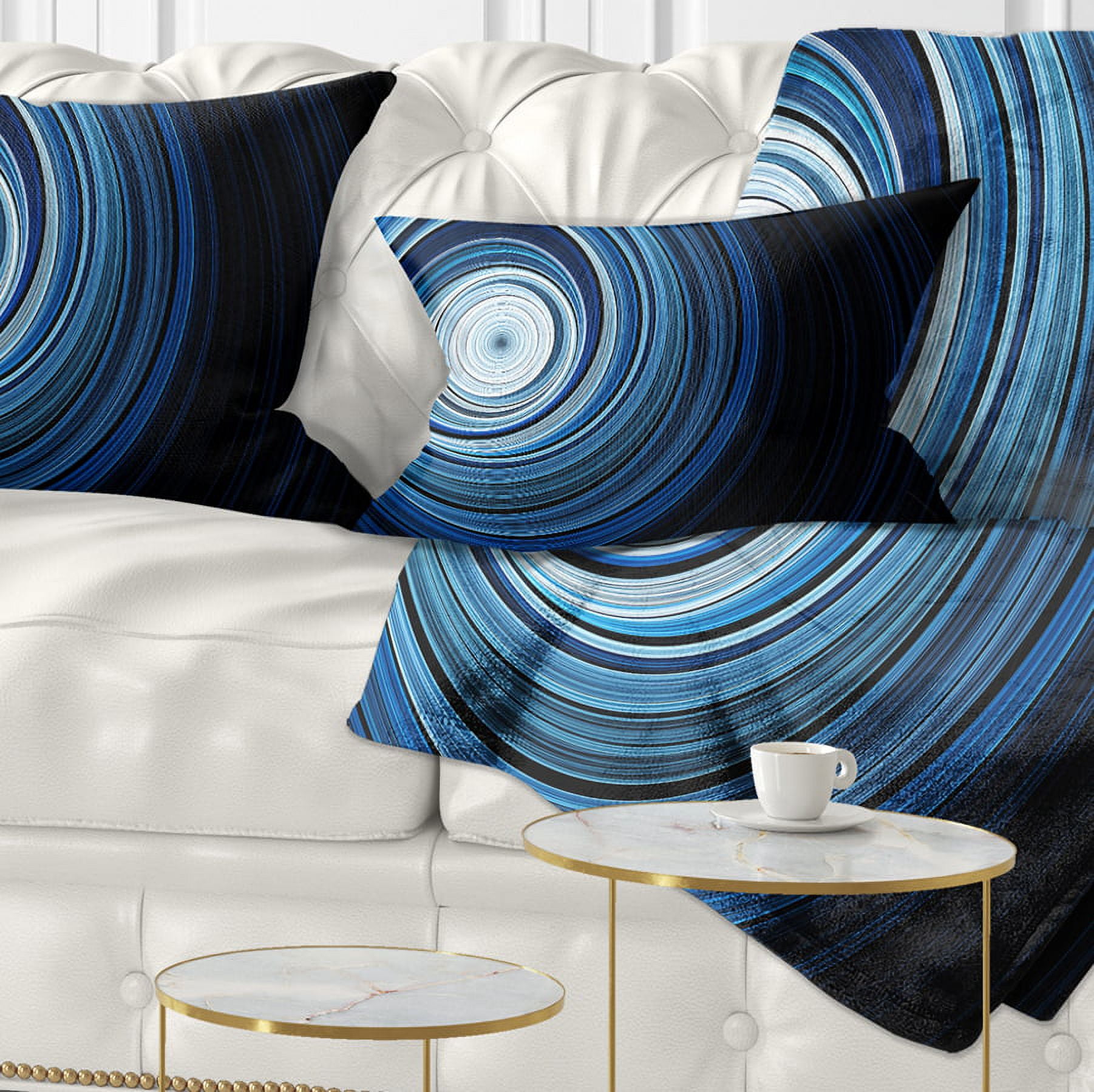 Designart Endless Tunnel Light Blue Ripples - Abstract Throw Pillow - 12x20
