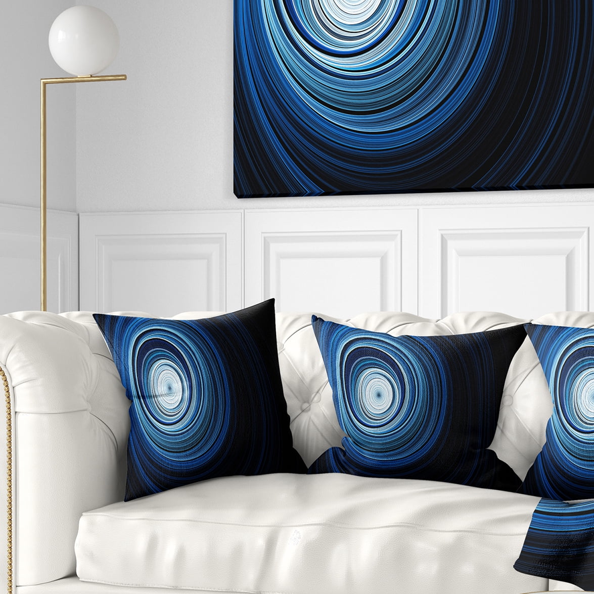 Designart Endless Tunnel Light Blue Ripples - Abstract Throw Pillow - 16x16