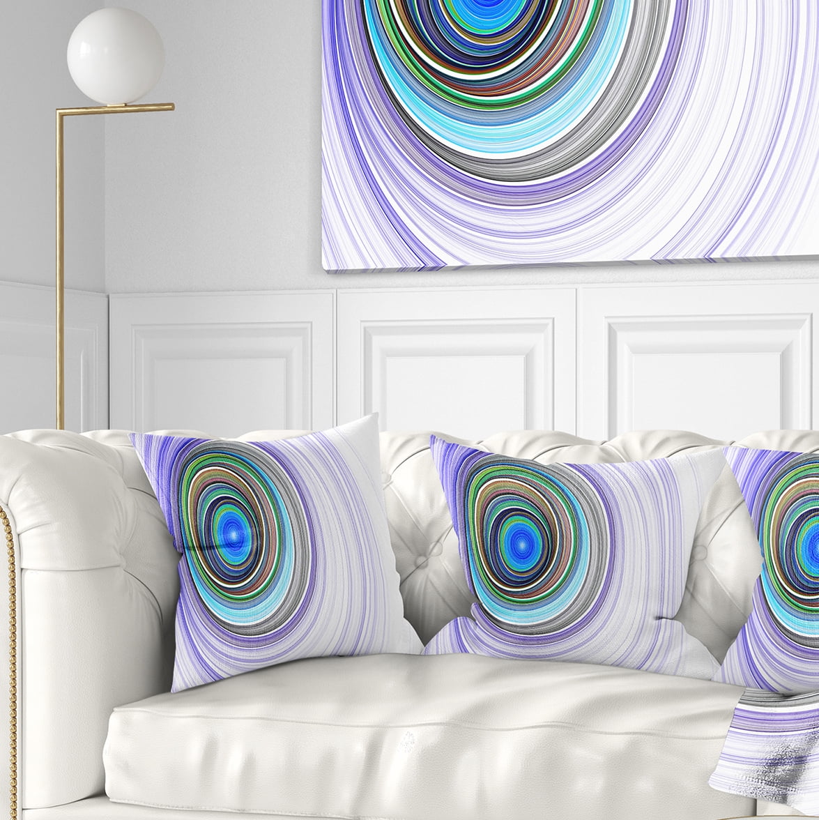 Designart Endless Tunnel Purple Ripples - Abstract Throw Pillow - 18x18