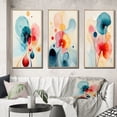 thumbnail image 1 of Designart "Energy of Blossoming Life Minimal Retro Flowers II" Abstract Painting Framed Wall Art Set Of 3 - Blue Modern Frame Gallery Wall Set For Home Decor, 1 of 6