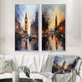 thumbnail image 1 of Designart "England City Skylineengland horizon V" England Framed Wall Art Set Of 2 - Yellow Landscapes Gallery Wall Frame Set For Home Decor, 1 of 7