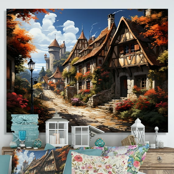 Designart "England Quaint Villageengland horizon II" England Canvas Wall Art