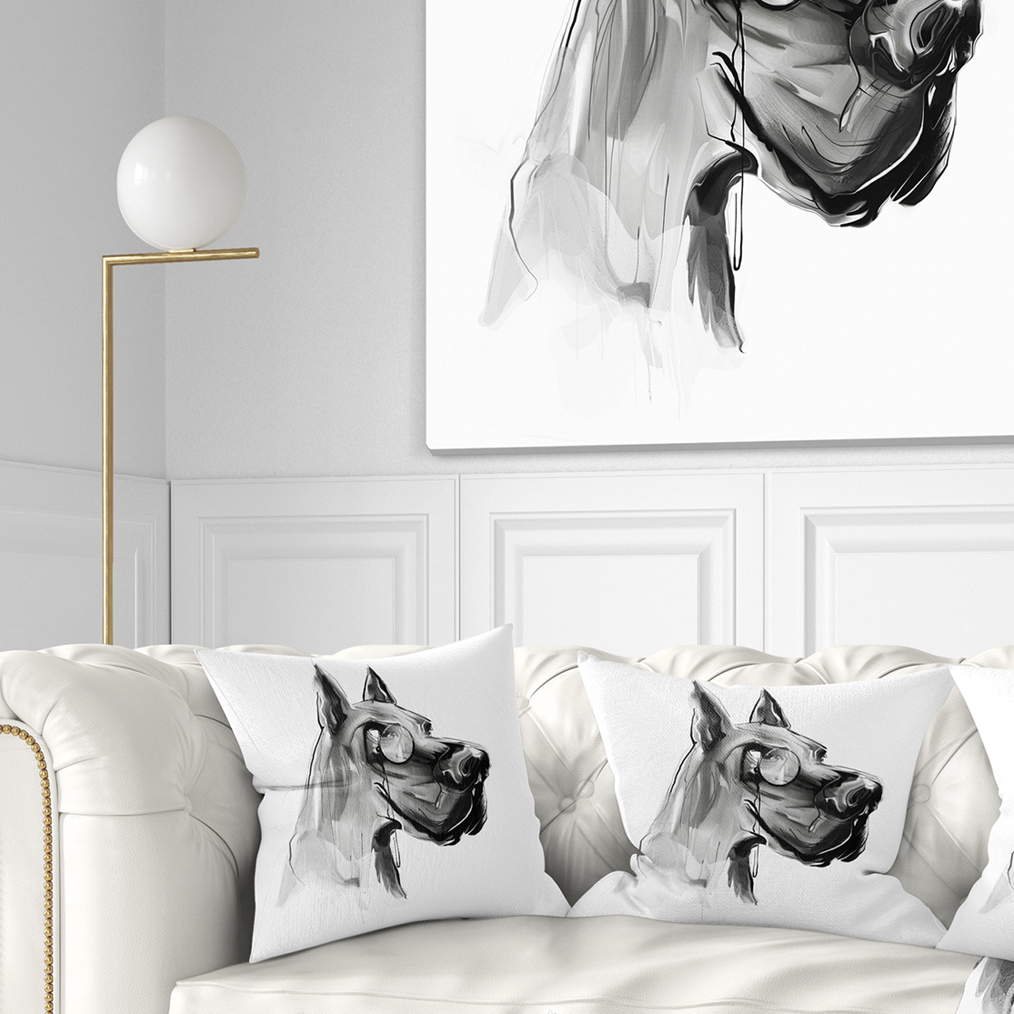 Designart English Bulldog with Monocle - Animal Throw Pillow - 16x16