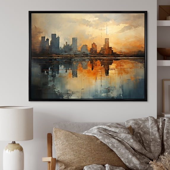 Designart "Enigmatic Skyline in the Sky III" Landscapes Floater Framed Wall Decor