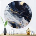 thumbnail image 1 of Designart "Enigmatic Stones Blue and White IV" Abstract Marble Metal Round Wall Art, 1 of 5