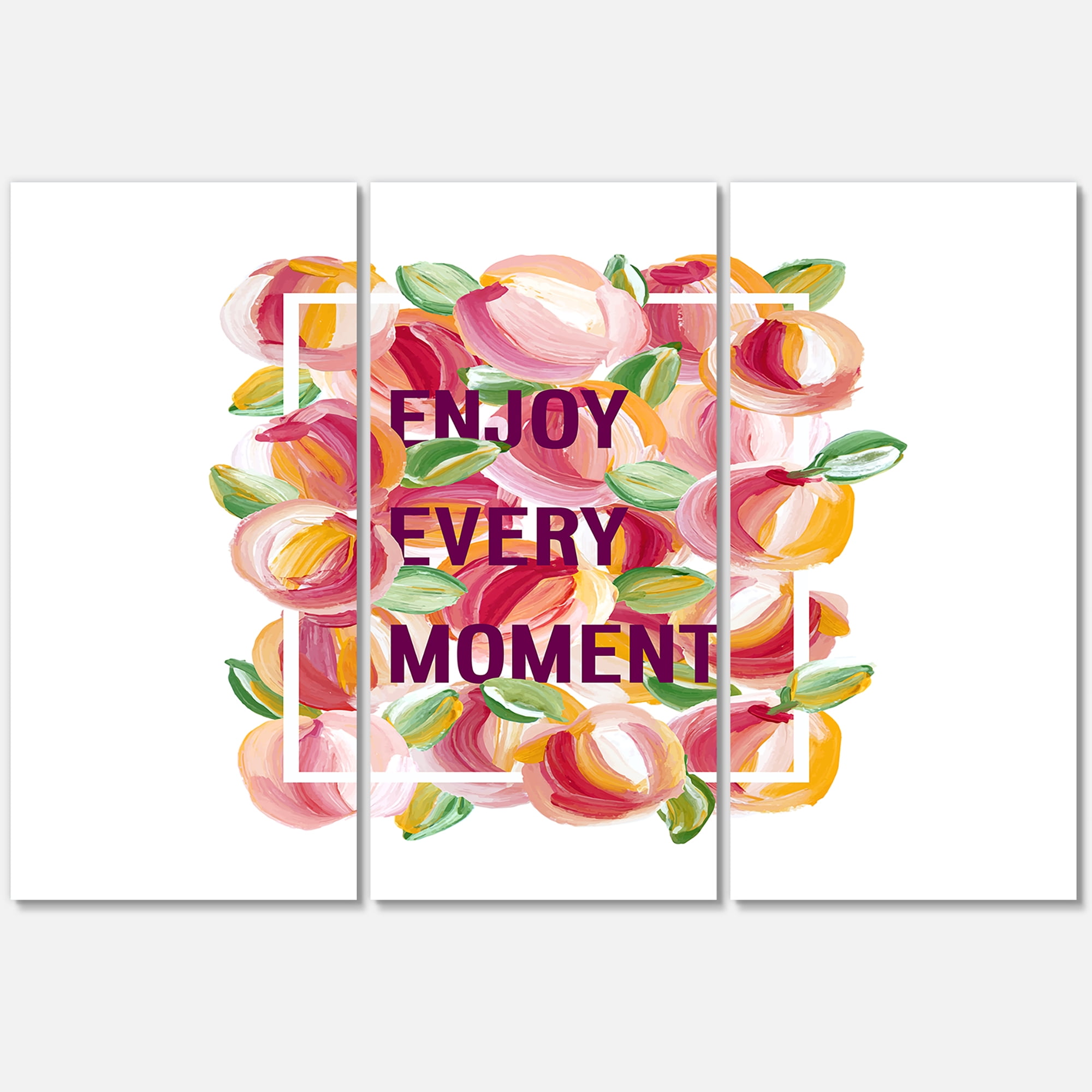 Designart ' Enjoy Every Moment Over Colorful Flowers ' Traditional Canvas Wall Art Print