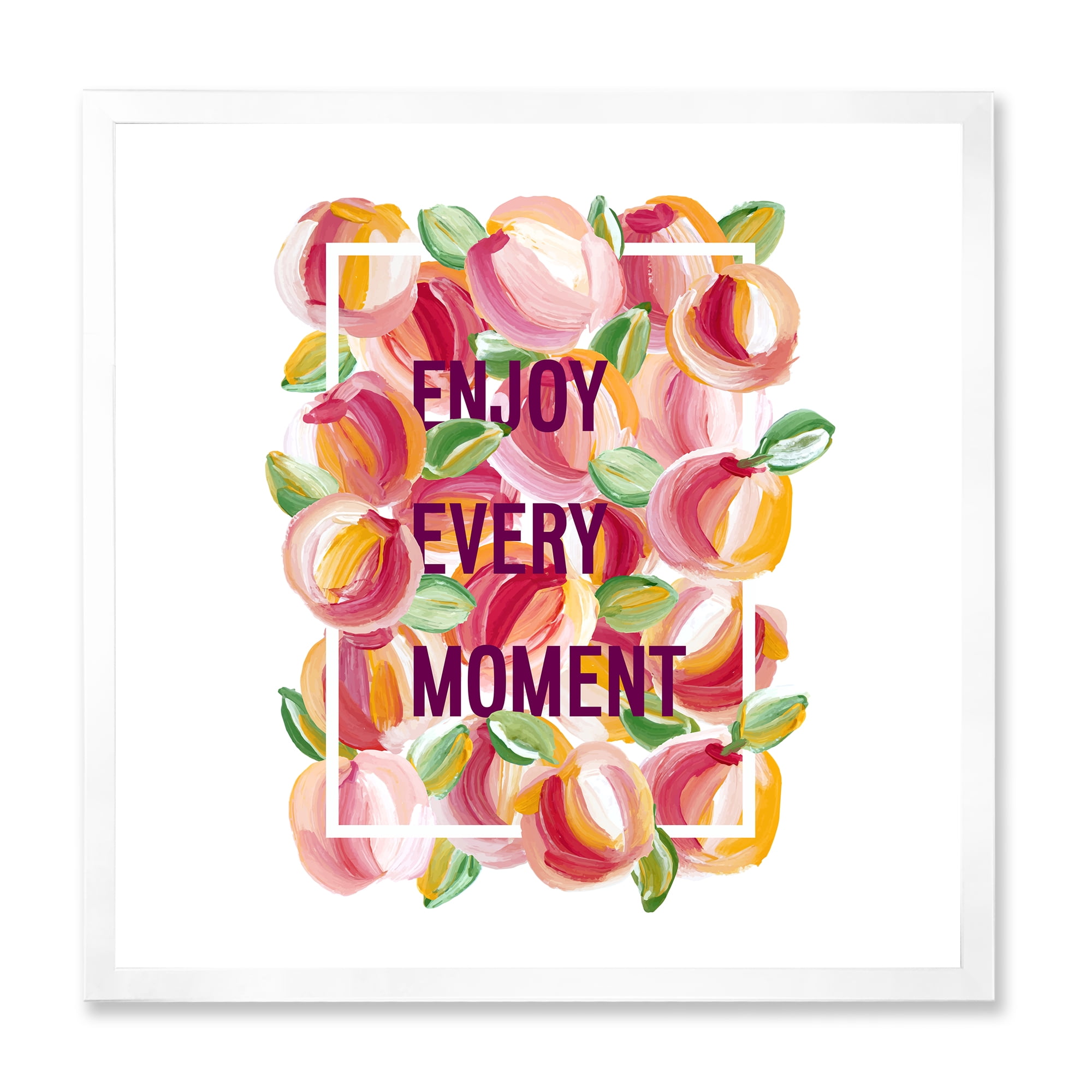 Designart 'Enjoy Every Moment Over Colorful Flowers' Traditional Framed Art Print