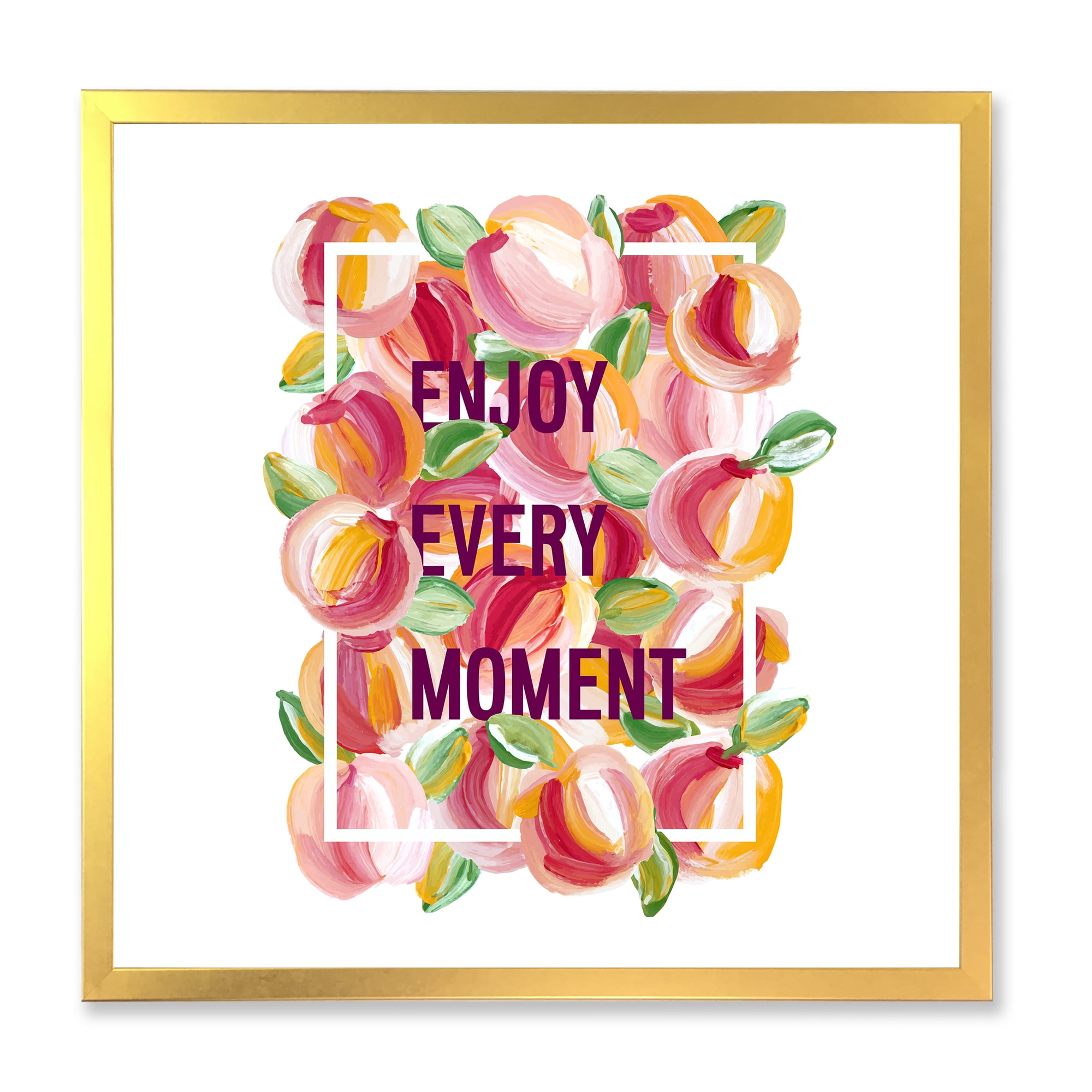 Designart 'Enjoy Every Moment Over Colorful Flowers' Traditional Framed Art Print