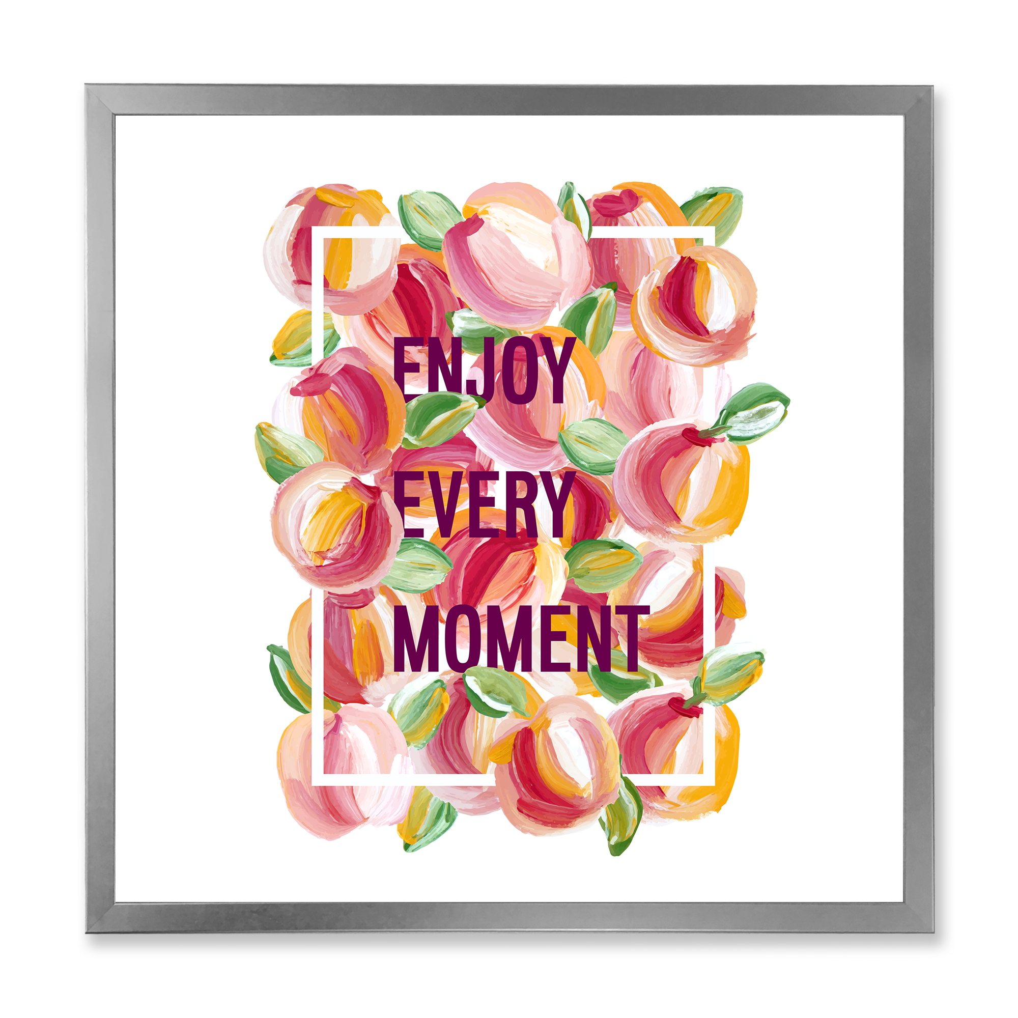 Designart 'Enjoy Every Moment Over Colorful Flowers' Traditional Framed Art Print