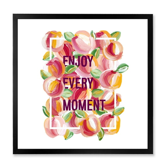 Designart 'Enjoy Every Moment Over Colorful Flowers' Traditional Framed Art Print