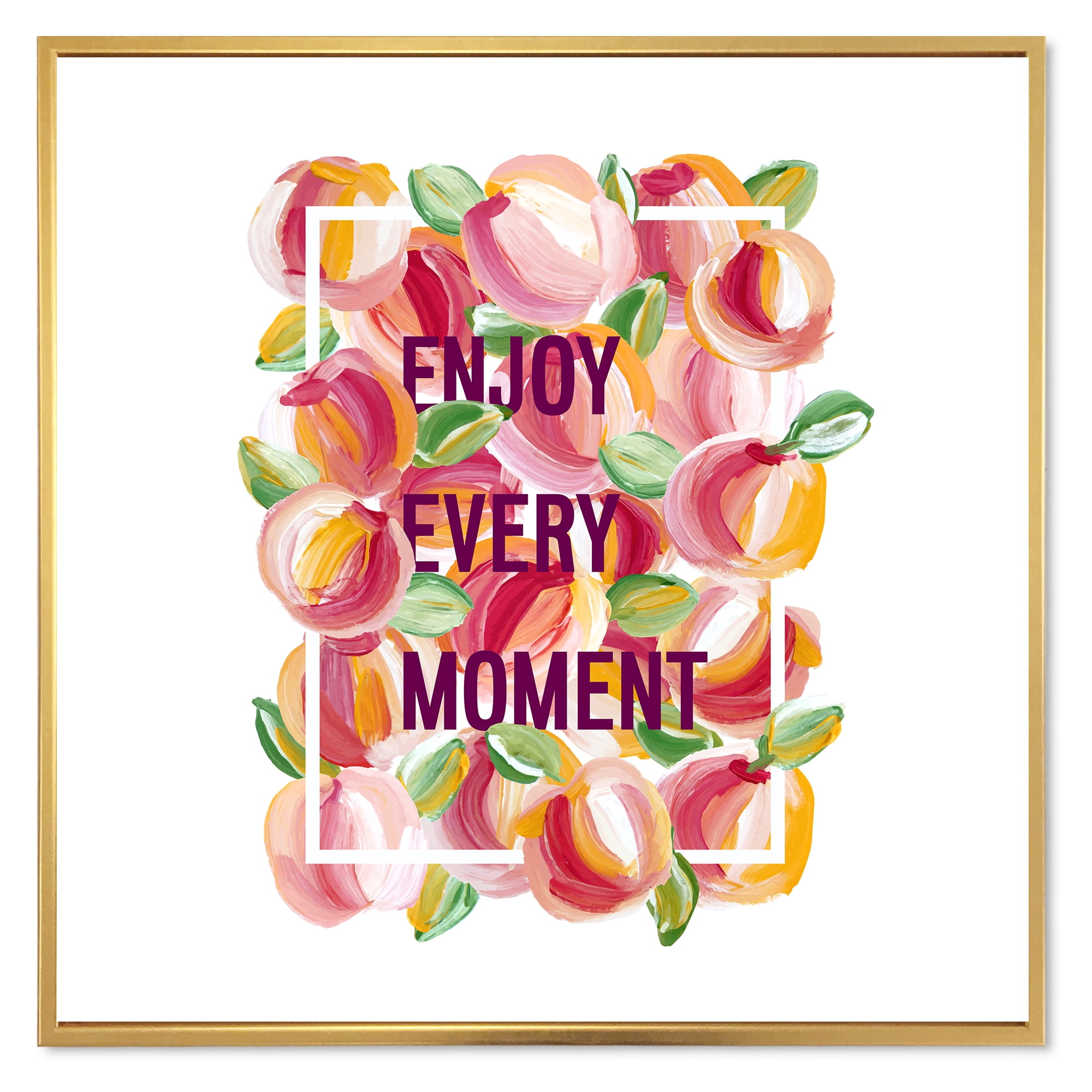 Designart 'Enjoy Every Moment Over Colorful Flowers' Traditional Framed Canvas Wall Art Print