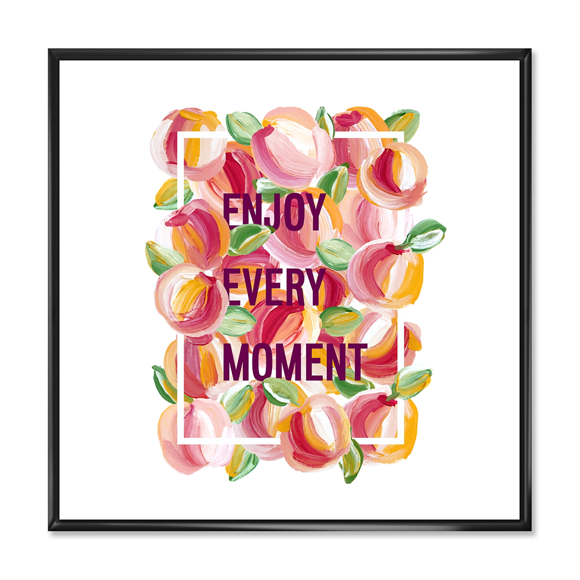 Designart 'Enjoy Every Moment Over Colorful Flowers' Traditional Framed Canvas Wall Art Print