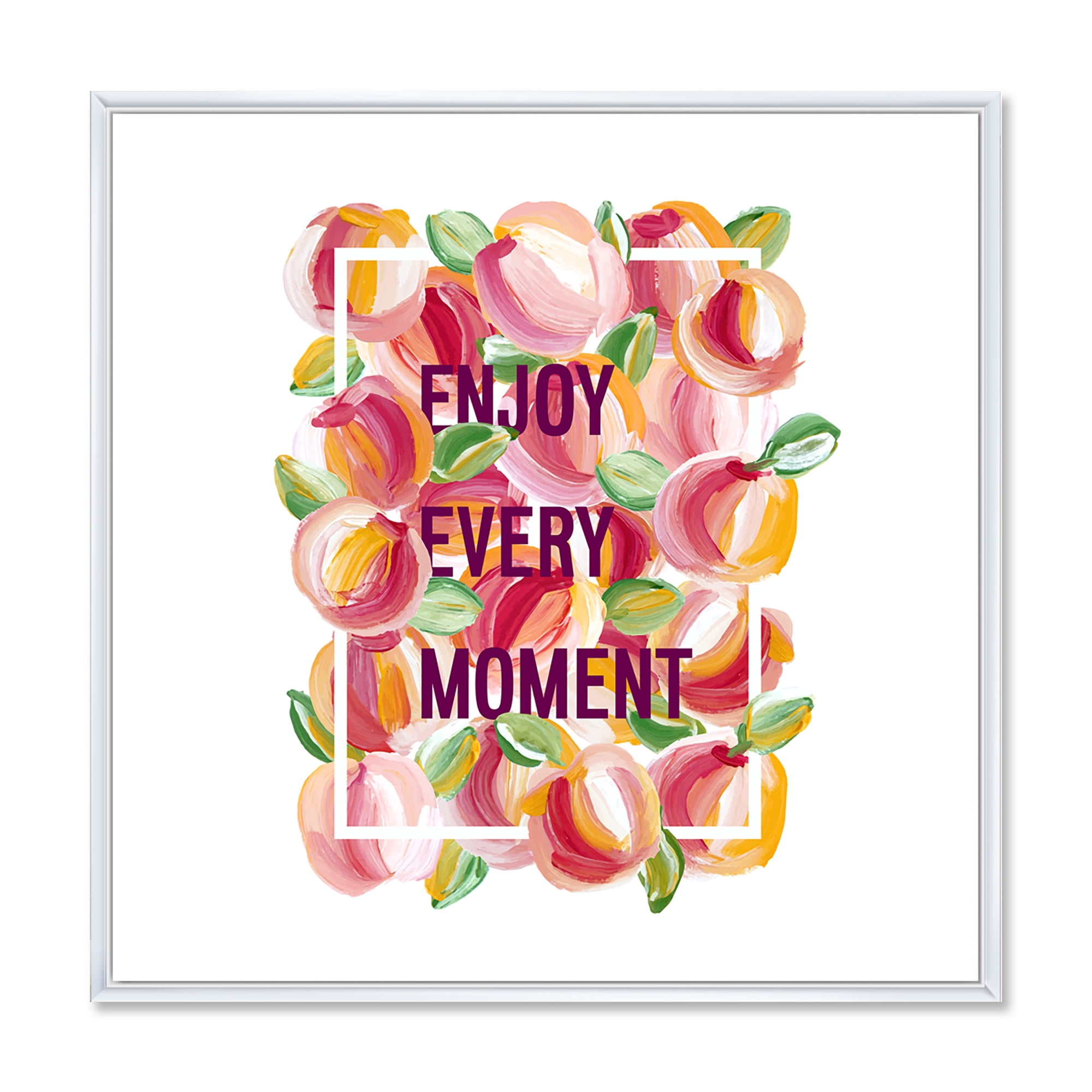 Designart 'Enjoy Every Moment Over Colorful Flowers' Traditional Framed Canvas Wall Art Print