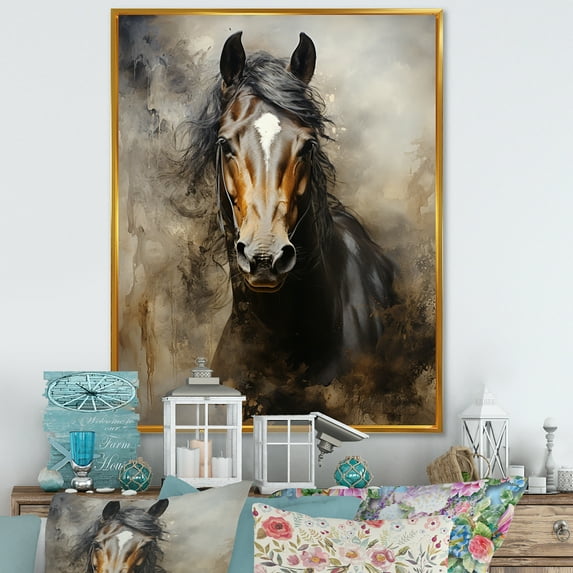 Designart "Equestrian Duality The White Horse I" Animals Floater Framed Wall Art Living Room