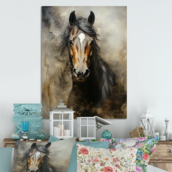 Designart "Equestrian Duality The White Horse I" Animals Metal Wall Art Prints