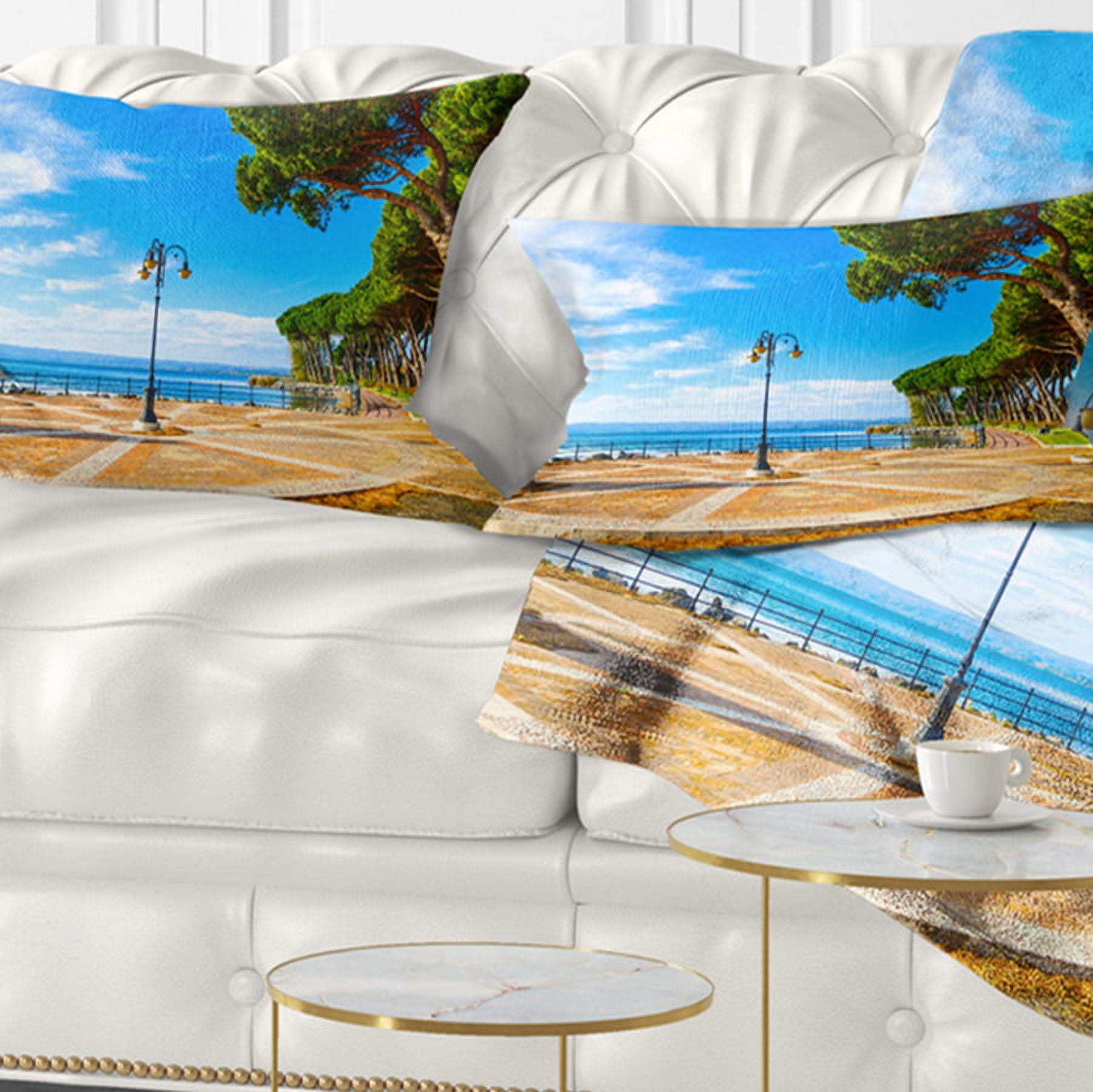 Designart Esplanade and Pine Trees in Bolsena - Landscape Wall Throw Pillow - 12x20