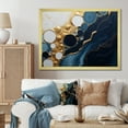 thumbnail image 1 of Designart "Essence Magic Gold and Blue Marble I" Abstract Framed Wall Art Decor - Modern Gold Abstract Marble Entryway Framed Wall Art Print, 1 of 6