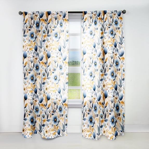 Designart "Essence Of Artistic Florals IV" Floral Room Darkening Curtain Single Panel