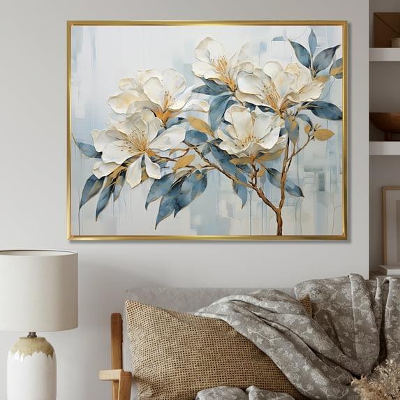 Designart "Essence Of Floral Grace III" Rhododendron Floater Framed Wall Decor