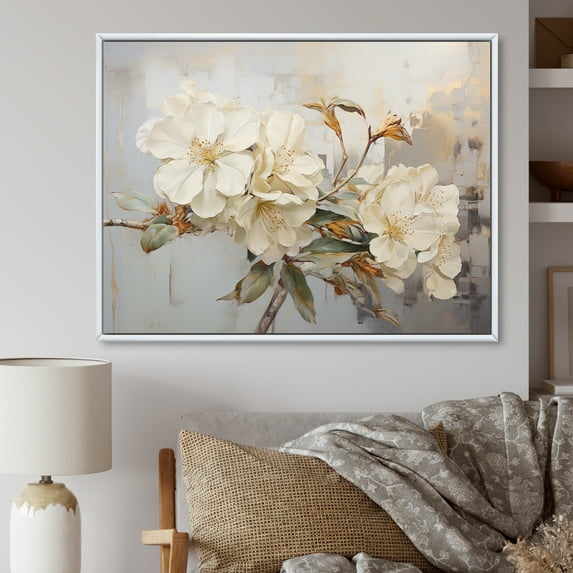 Designart "Essence Of Floral Grace VI" Rhododendron Floater Framed Wall Art Living Room