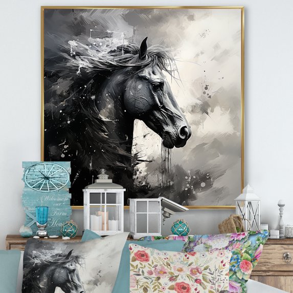 Designart "Essence Of The Horse" Unicorns Floater Framed Canvas Art Print