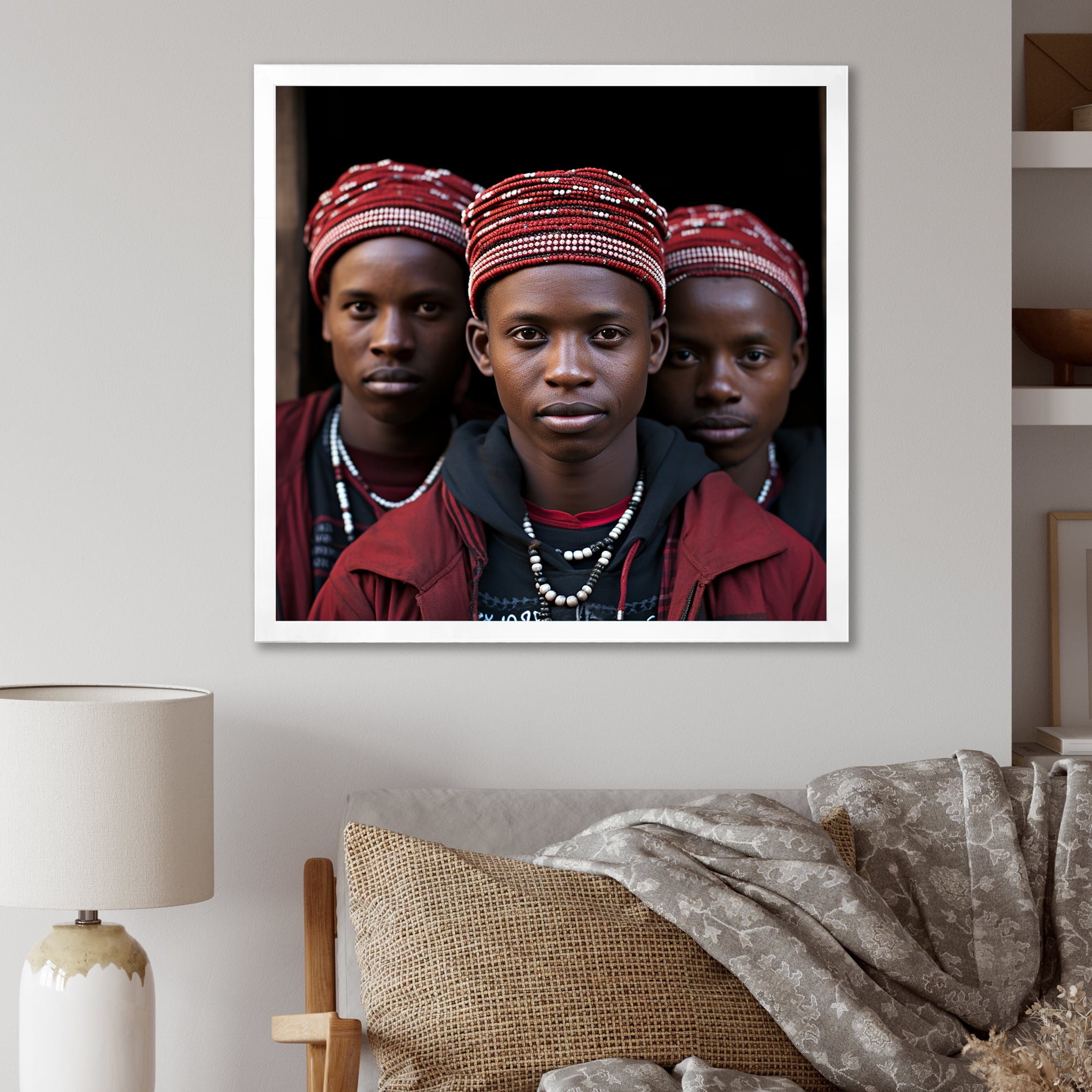 Designart "Essence of African Warrior Tribe I" People Framed Wall Art