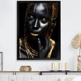 thumbnail image 1 of Designart "Essence of Femininity Black and Gold Portrait IV" Fashion Framed Wall Art - Glam Black Woman Portrait Entryway Framed Wall Art, 1 of 6