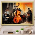 thumbnail image 1 of Designart "Essence of Jazz in Orange Tones III" People Framed Wall Art Decor - Global Orange African American Art Bedroom Framed Canvas Wall Art, 1 of 6