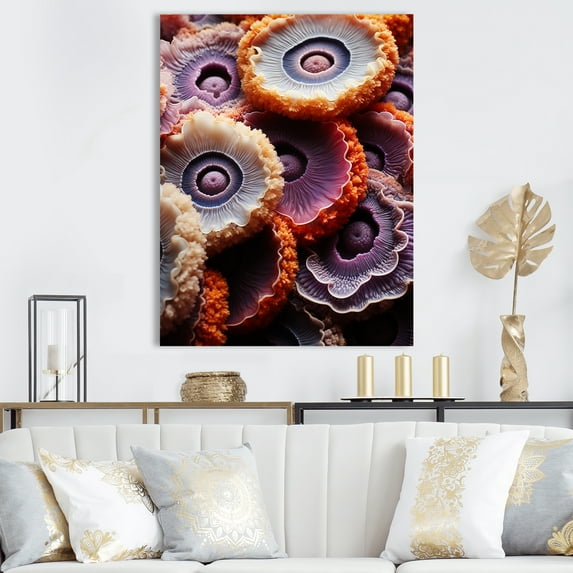 Designart "Essence of Pink Amethyst Geode III" Landscapes Canvas Wall Art - Traditional Purple Stone Geode Hallway Wall Art Decor