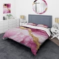 thumbnail image 1 of Designart "Essence of Pink and Gold Marble IV" Abstract Marble Bedding Covert Set - Abstract Pink Modern Bed Set With 2 Shams, 1 of 5