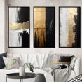 thumbnail image 1 of Designart "Essential Nature Gold and Black Abstract" Abstract Painting Framed Wall Art Set Of 3 - Gold Modern Frame Canvas Set For Living Room Decor, 1 of 6