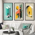 thumbnail image 1 of Designart "Essential Shapes in Reality's Reflection I" Minimalism Framed Wall Art Set Of 3 - Turquoise Abstract Minimalism Frame Gallery Wall Set For Home Decor, 1 of 6
