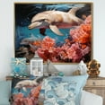 thumbnail image 1 of Designart "Eternal Dolphin Dance" Animals Dolphin Floater Framed Wall Art Living Room, 1 of 5