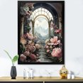 thumbnail image 1 of Designart "Eternal Stairs to Mountain Castle" Fashion Framed Wall Art - Glam Pink Fantasy Entryway Framed Wall Art, 1 of 6