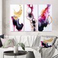 thumbnail image 1 of Designart "Ethereal Elegance Magenta Ink Clouds IX" Abstract Painting Wall Art Set Of 3 - Modern Gold Canvas Set For Living Room Decor, 1 of 6