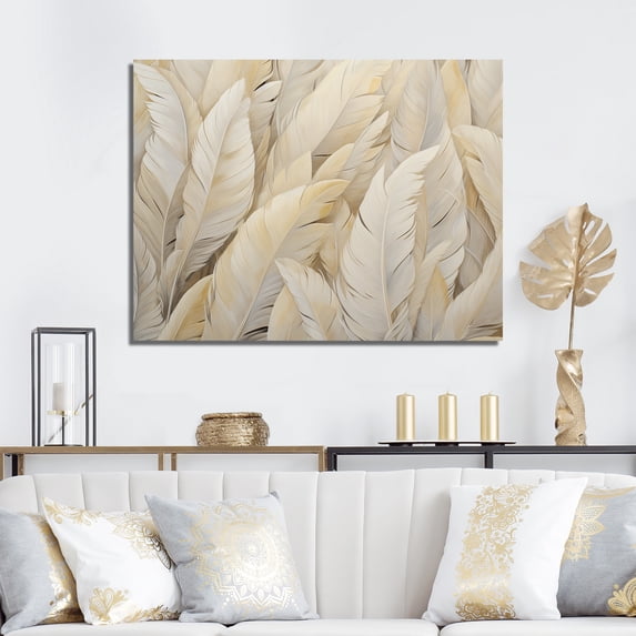 Designart "Ethereal Feathered Plumes IV" Feathers Canvas Art Print